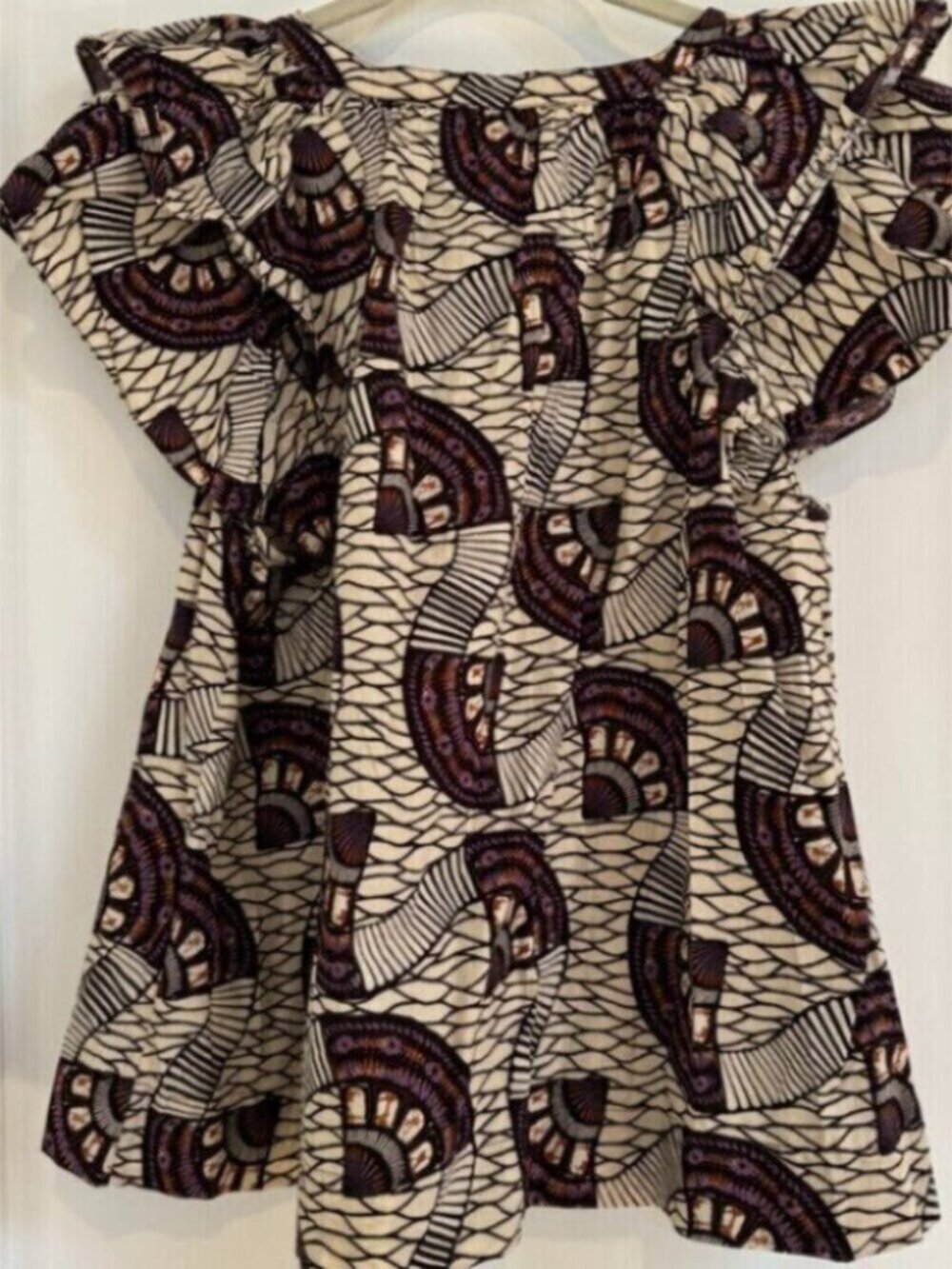 ULLA JOHNSON Elm Printed Tie-front Top In Cream - Picture 4 of 4